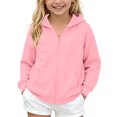 thumbnail image 6 of Resicozy Girls Zip-up Hoodie Light Jackets with Pockets, Long Sleeve Sweatshirt for Kids, Fashion Casual Youth Fall Clothes 2-13 Years Light pink 100, 6 of 9