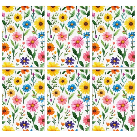 6 Pcs Funny Kitchen Towels,Pioneer Flower Floral Print Pattern Microfiber Dish Towels,Kitchen Tea Towels,Kitchen Towel Set (18" X 26")