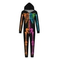 thumbnail image 3 of Pitauce Matching Family Pajamas Sets Skeleton Printed One-Piece Jumpsuit Halloween Hooded Zipper Onesie Loungewear with Pockets, 3 of 4