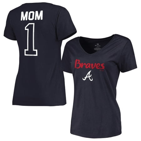 Atlanta Braves Fanatics Branded Women's 2019 Mother's Day #1 Mom V-Neck T-Shirt - (Best Areas To Live In Atlanta 2019)