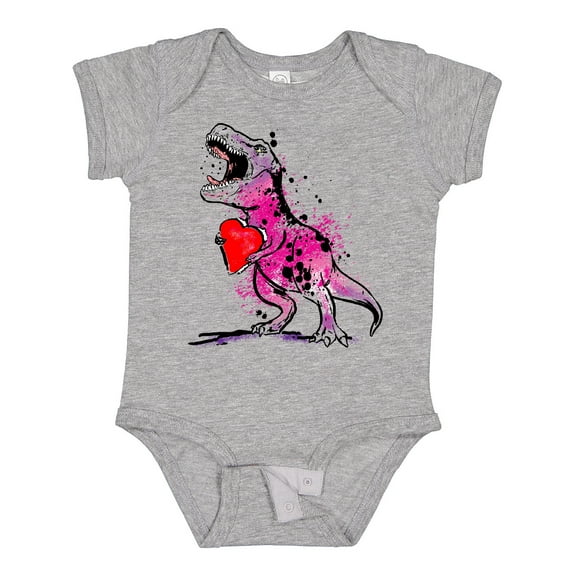 Inktastic Valentine's Day Graffiti T-Rex with Heart Shaped Candy Box Boys or Girls Baby Bodysuit