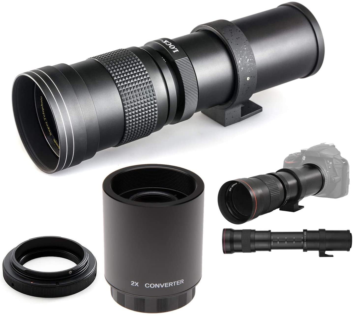 Vivitar 650-1300mm f/8-16 Telephoto Lens 2x Converter for Canon EOS 50D 40D 30D 2X Converter 