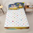 thumbnail image 4 of Erosebridal Cartoon Astronaut Pattern Zipper Twin Comforter Sets with Fitted Sheet and 2 Pillowcases,Star Moon Print Zipper Bedding Set,Blue Golden Teal,Reversible, 4 of 6