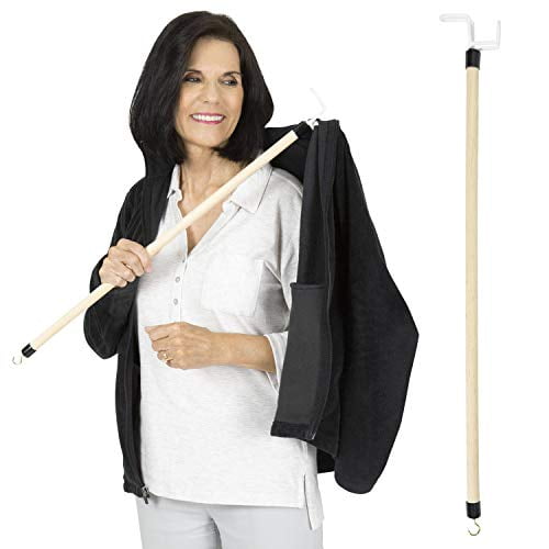 Vive Dressing Stick with Zipper Puller (27 Inch) Sock Remover Tool Independent Living Aid