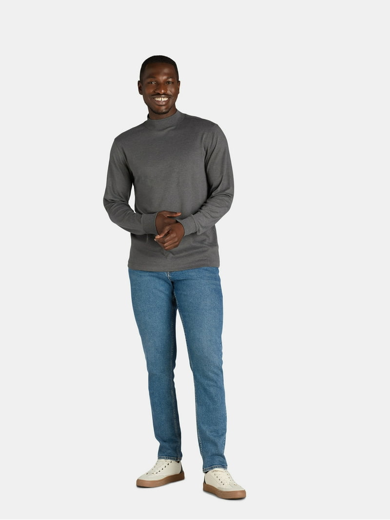 George Men's Interlock Mock Neck Shirt with Long Sleeves