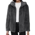thumbnail image 2 of Homenesgenics Winter Jackets Plus Size ! Women's Thick Fleece Hooded Plush Jacket Long Sleeved Hoodied Casual Jackets Gray XXL, 2 of 6