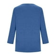 thumbnail image 6 of Wiueurtly Elbow Sleeve Tops Women Summer for Trendy 2025 Causal 3/4 Length Tunic Shirts Loose Comfy Solid Crewneck Blouses Crew Neck T Shirts Blue, 6 of 8