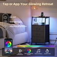 thumbnail image 5 of Eunos Small Nightstand with Charging Station and LED for Bedroom, 3 Black Drawer Dresser with Storage Shelfs, 5 of 8