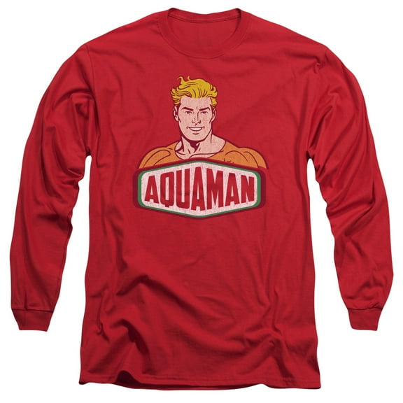Dco/Aquaman Sign Long Sleeve Adult 18/1 T-Shirt Red