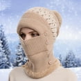 thumbnail image 5 of Dyfzdhu Women Autumn Winter Knit Hat With Wool Warm Bib Woolen Khaki, 5 of 7