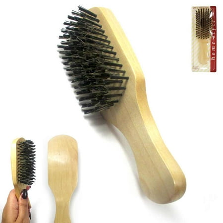 1 Men Boar Hair Bristle Beard Mustache Brush Soft Hard Palm Round Wood Handle