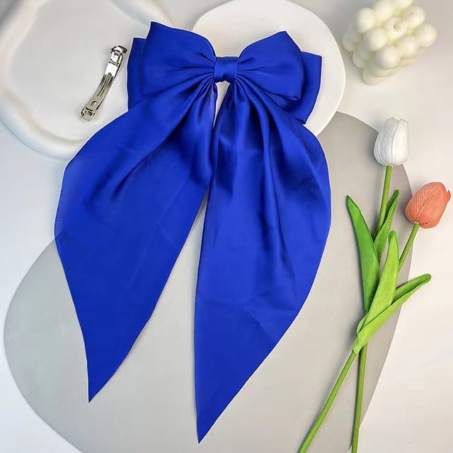 Horquilla de temperamento con lazo de cinta y pinza de resorte, accesorios para el cabello, horquilla grande retro para la parte posterior de la cabeza