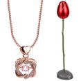 thumbnail image 2 of Valentines Day Jewelry Set, Romantic Necklace and Rose for Gifts, Heart Pendant Design, 2 of 3