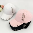 thumbnail image 3 of Baseball Cap Sun Protection Comfortable Adjustable Metal Hoop Decor Unisex Hat Headwear, 3 of 10