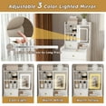 thumbnail image 6 of Yoneston 3 in 1 Flip Top Vanity Desk Set with Mirror and Adjustable LED Lights, Vanity Table with Hidden Stool and 4 Drawer & Storage Cabinet for Bedroom, White, 6 of 9