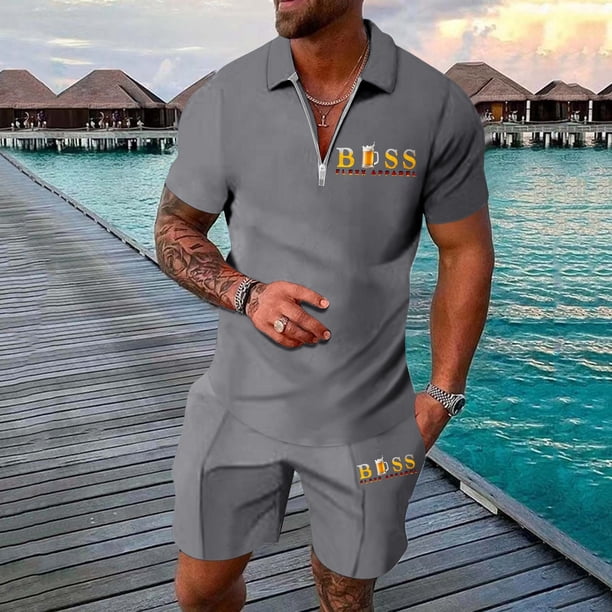 WILLBEST Pantalones Cortos Deportivos para Hombre, para Nadar, Playa, Informales, para Caminar Al Aire Libre, Pierna Recta, Largo Medio, con Diseño de Estampado de Mascota