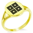 thumbnail image 1 of Stainless Steel Kyogoku Samurai Crest Minimalist Oval Top Polished Statement Signet Ring, 1 of 1