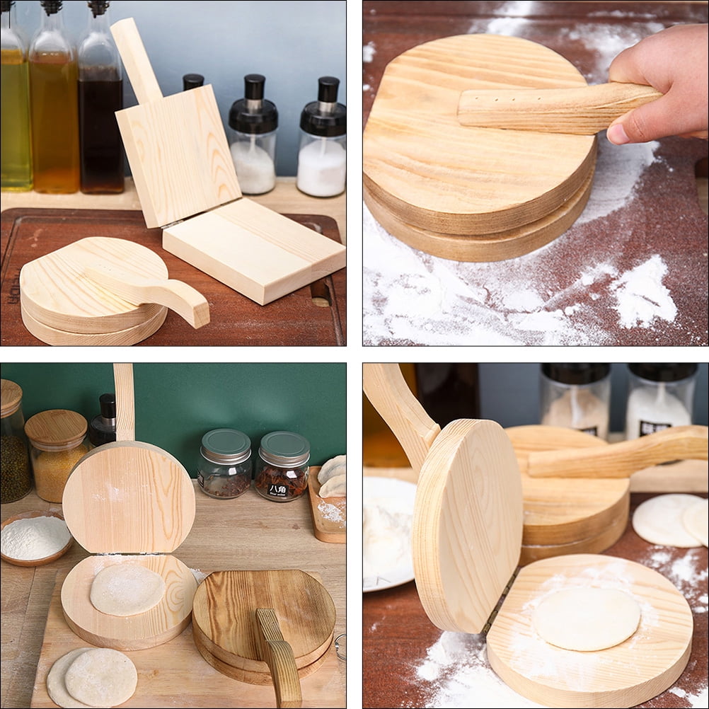 Khaki Wooden Dumpling Wrapper Presser Dumpling Pressing Tool for Home Kitchen Accessories