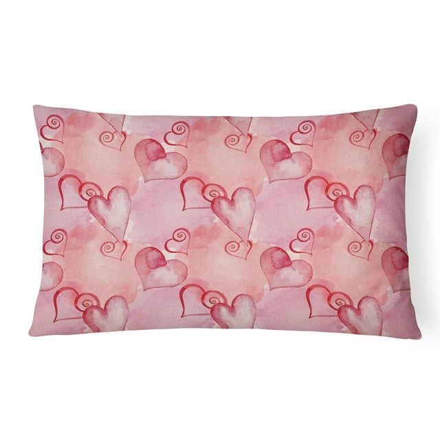 Carolines Treasures BB7565PW1216 Coussin Décoratif en Toile avec Cœurs Rouges Aquarelle, 12 x 16 Po.