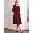 thumbnail image 2 of DARING DIVA Wrap A-Line Pleated Midi Long Sleev Dress 2XL Wine Red, 2 of 6