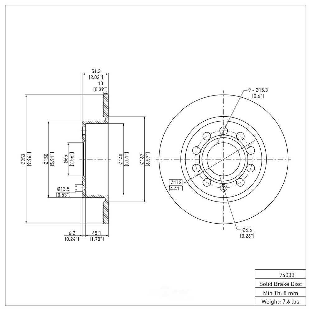 Dynamic Friction Company 604-74033 DFC GEOSPEC Coated Rotor - Blank