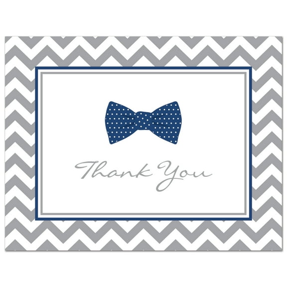 Navy Bow Tie- Baby Shower Thank You Cards and Envelopes - 50 count