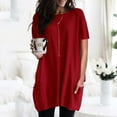 thumbnail image 2 of Edvintorg Womens Shirt Short Sleeve Fashion Casual Solid Color Round Neck Loose Tops Blouses with Pocket S-Xxxxxl, 2 of 5