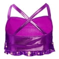 thumbnail image 2 of YiZYiF Kids Girls Sequin Shiny Dance Tops Cross Back Metallic Camisole Jazz Hip Hop Dance Crop Top Purple 12, 2 of 5
