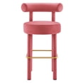 thumbnail image 5 of Modway Toulouse Performance Velvet Bar Stool in Blossom Gold, 5 of 9