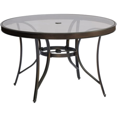 Hanover Monaco 5-Piece Dining Set with 29 in. Glass-Top Table and Sling Dining Chairs, Seats 4