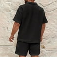 thumbnail image 6 of GrmtClth Men's 2 Piece Waffle Outfits Lightweight Short Sleeve Sports Suit Breathable Short Pants Tracksuit Sets Fashion Black XL, 6 of 7