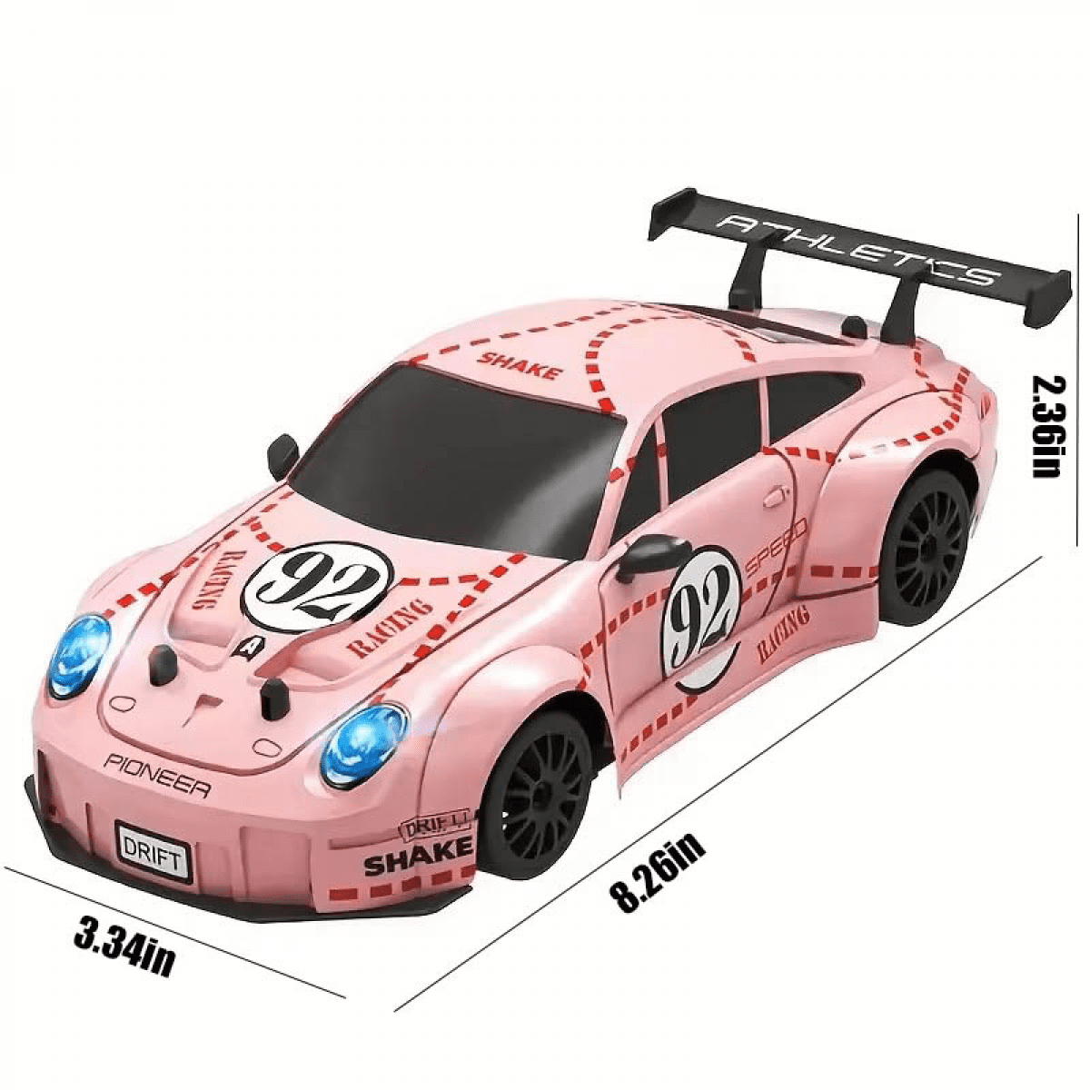 RC Drift Car for Kids with 2 Tires & Batteries, Light up 4WD RC Race Car for Ages 3+ Gifts(Red)