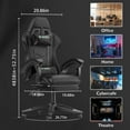 thumbnail image 4 of Bigzzia Gaming Chair with Footrest, Ergonomic Game Chair with Lumbar Support & Headrest, Height Adjustable with 360°Swivel Wheels, Black, 4 of 9