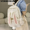thumbnail image 2 of Women Cute Backpack Purses Designer Nylon Waterproof Schoolbag for Teen Girls Large Capacity Rucksack Cartoon Rabbit Mochila White Only Bag, 2 of 6