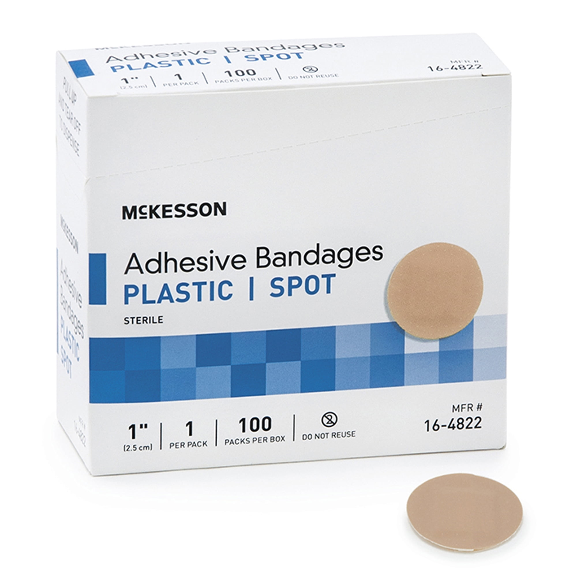 McKesson Tan Plastic Adhesive Spot Bandage Sterile 1" 2400 per Case