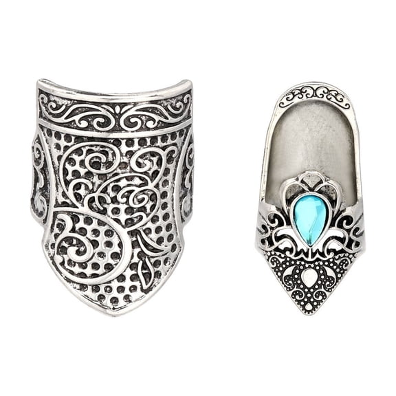 2Pcs Retro Metal Thimble Finger Tip Protector Ergonomic Finger Guards For Adult Beginner Hand Sewing Quilting Embroidery