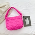 thumbnail image 3 of Bolso de hombro acolchada acolchada de algodón casual Color sólido para el trabajo (rojo rosa), 3 of 9