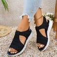 thumbnail image 3 of Womens Wedge Chunky Platform Sandals Firm Knit Upper Memory Foam Shoes Lightweight Summer Athletic Walking Sneakers Black Size 8.5, 3 of 7