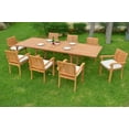 thumbnail image 4 of Teak Dining Set:8 Seater 9 Pc - Large 118" Mas Rectangle Table(Trestle Leg) and 8 Stacking Napa Arm Chairs Outdoor Patio Grade-A Teak Wood WholesaleTeak #WMDSNPl, 4 of 4