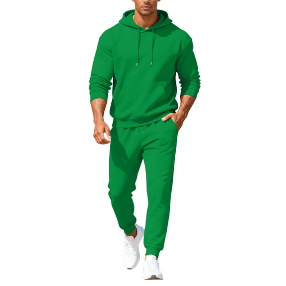 Hogleaql Men's Tracksuit 2 Piece Hoodie and Sweatpants Solid Color Relaxed Fit Hoodie Joggers Athletic Pants Set Sweat Fall Suit with Pockets Green S