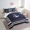 thumbnail image 3 of Feelyou Marine Nautical Sailboat Bedding Comforter Set 7pcs, Navy Abstract Lines King Bedding Sets, Teen Kid Boy Girl Bed Sheets, Super Cozy Room Decor, 3 of 7