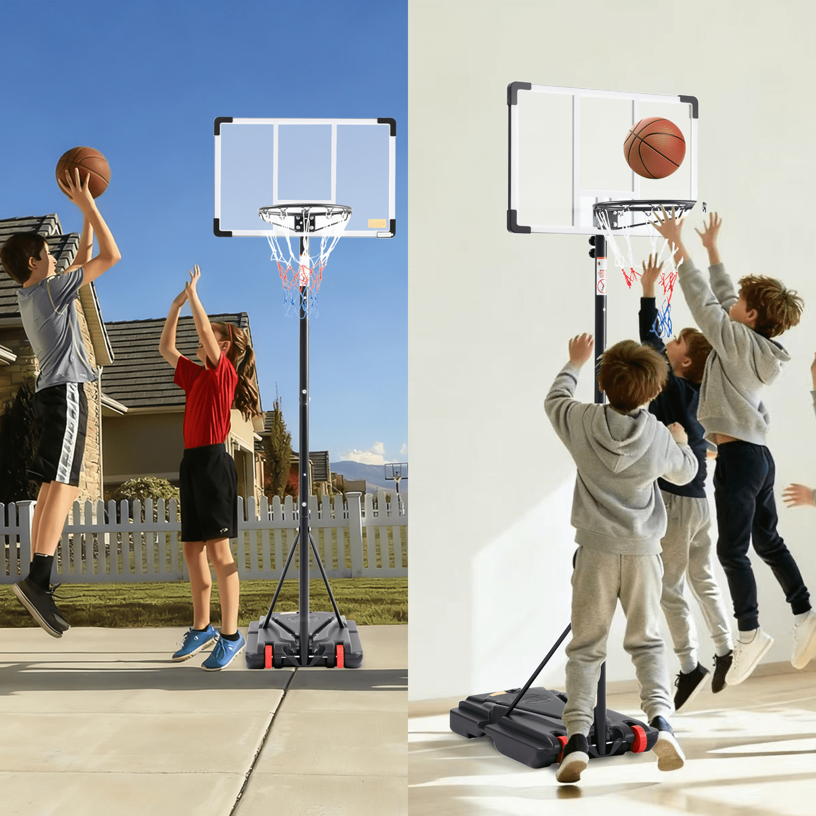 TrumanPick Portable Basketball Hoop Stand 5.1-8.5 Ft Adjustable Basketball Goal System for Kids Youth, White