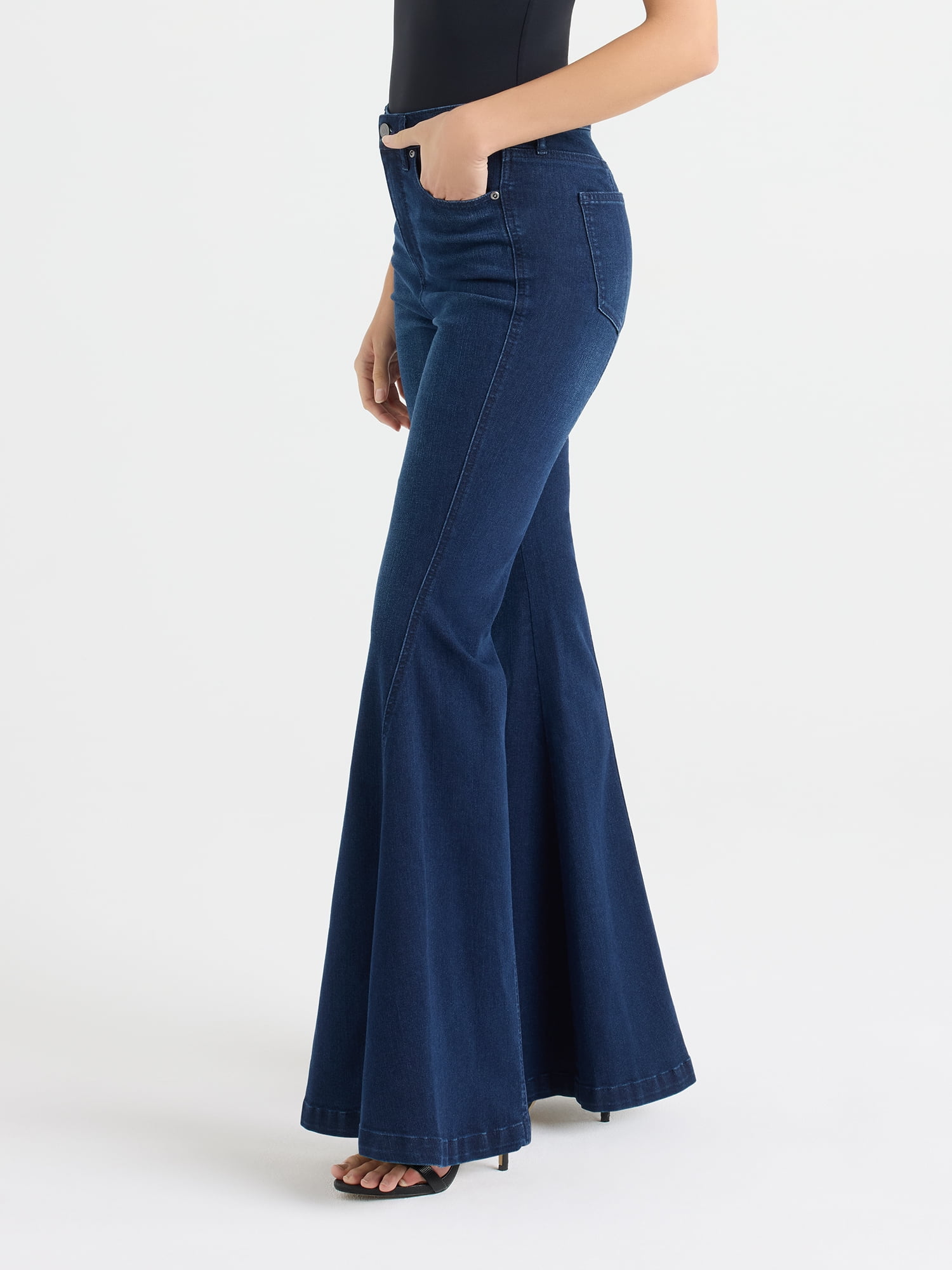 Sofia by Sofia Vergara Women's and Women's Plus Size Melisa High Rise Mega Flare Jeans, 32.5" Inseam, Sizes 0-26W
