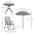 thumbnail image 3 of Outsunny 6 Pieces Patio Dining Set with Umbrella Round Table Folding Chairs, 3 of 10