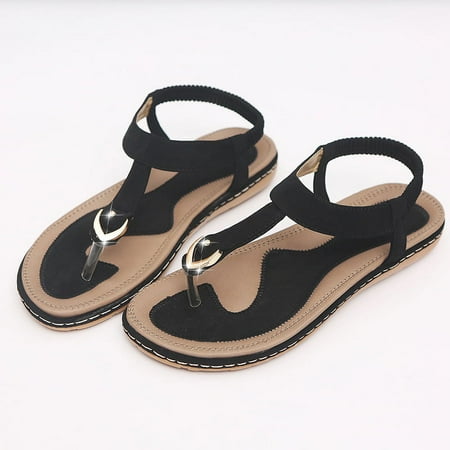 

Women Sandals Summer Casual Flat Ankle T-Strap Thong Elastic Comfortable Flip Flops Beach Shoes Sandal
