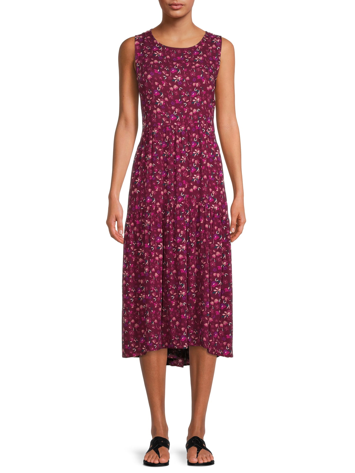 Time and Tru Women's Sleeveless Tiered Maxi Dress - Walmart.com
