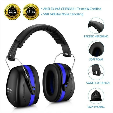 

MPOW Noise Reduction Safety Ear Muffs with Adjustable Blue
