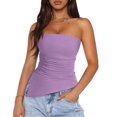 thumbnail image 1 of Top Tubo PRETTYGARDEN Morado Pequeño con Fruncido Asimétrico, 1 of 6