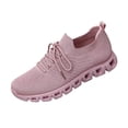 thumbnail image 2 of EKVAHL Women's Knit Upper Running Sneakers, Low Top Non Slip Tennis Sneakers, Solid Color Elastic Fit Athletic Sneakers Lace-Up Walking Shoes for Training Hiking Pink, 2 of 6