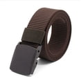 thumbnail image 3 of Cinturón de lona para hombre, cinturón de mujer con control de seguridad sin metal, hebilla de entrenamiento militar, pantalones vaqueros casuales, hebilla automática para exteriores, 3 of 6